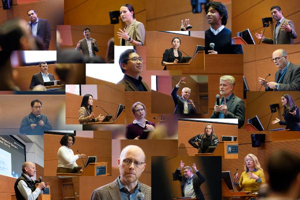 Mosaic collage of speakers at symposium