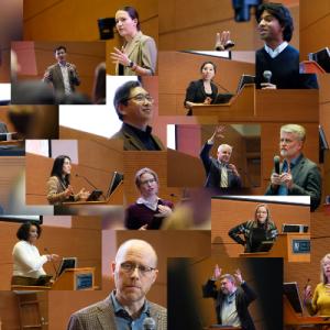 Mosaic collage of speakers at symposium